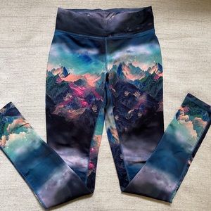 Cosmic Mountain print leggings